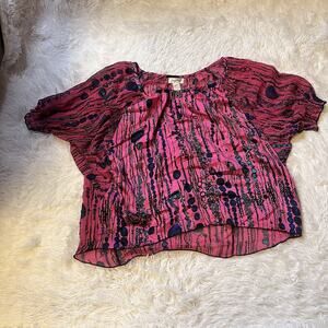 Casual Land Blouse Womens Shirt Top Short Sleeve Casual Lightweight Purple Med